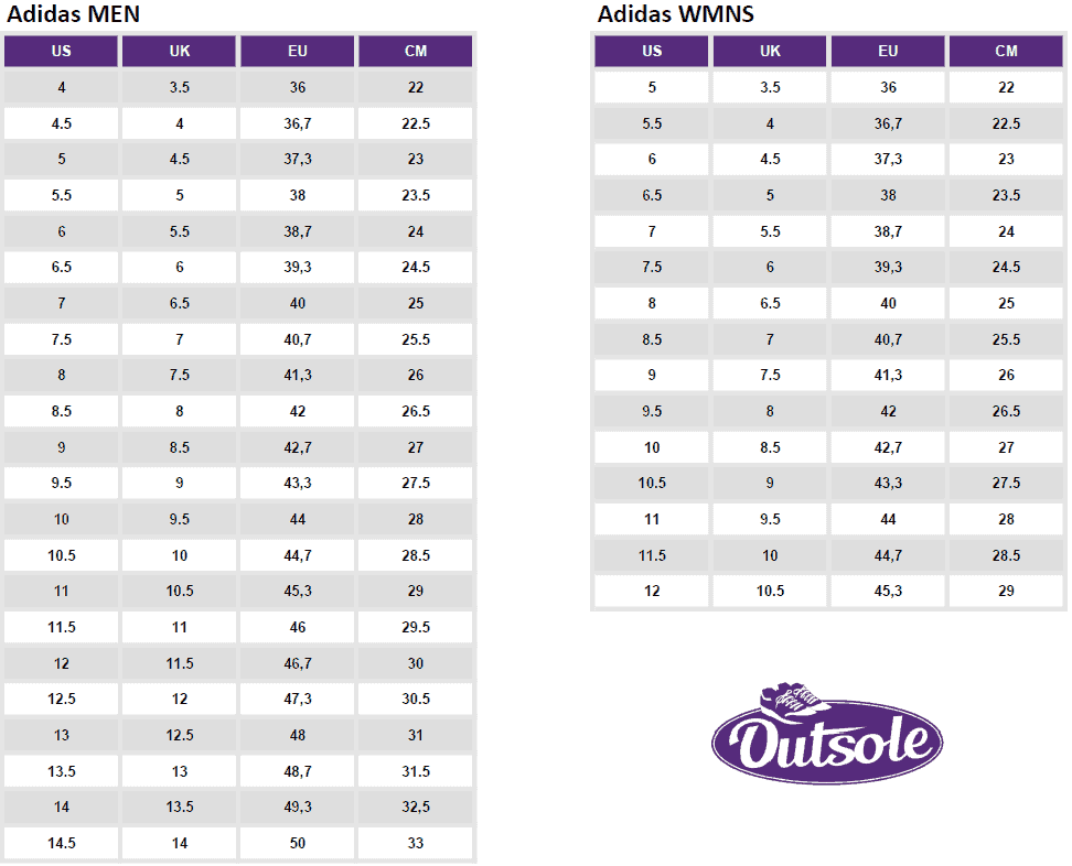 adidas womens to mens size chart