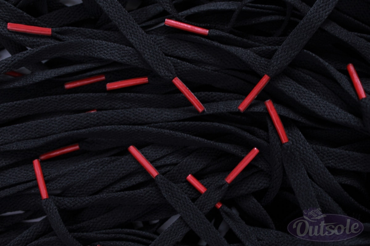 black laces with red tips