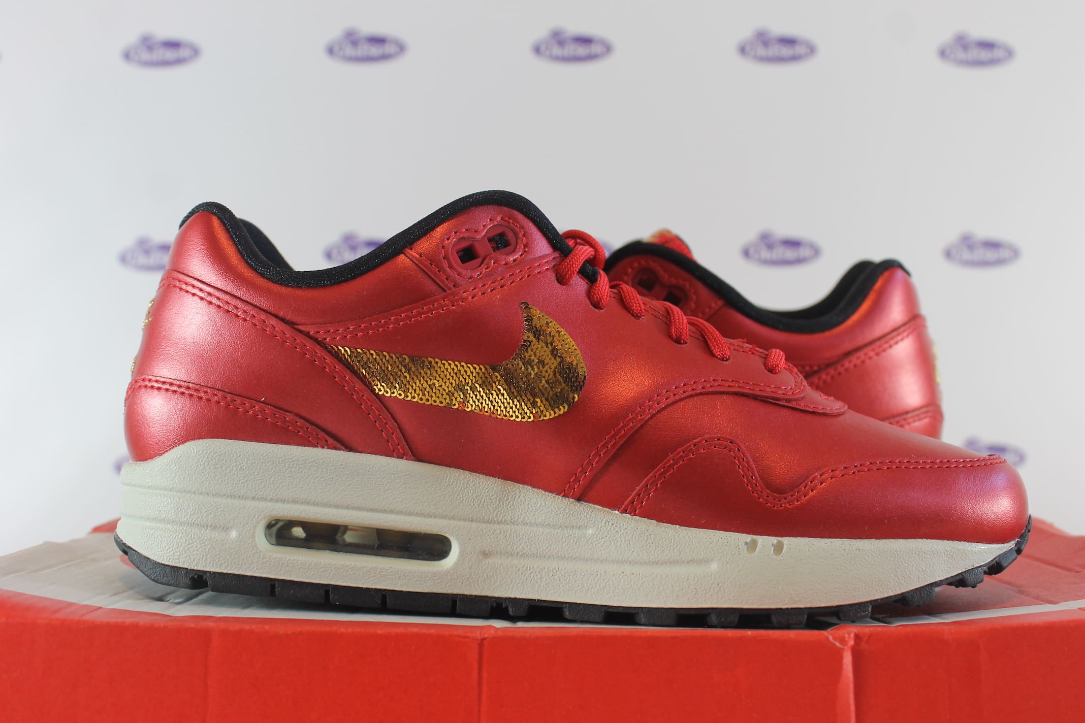 Nike Air Max 1 Red Gold Sequin • In stock at Outsole